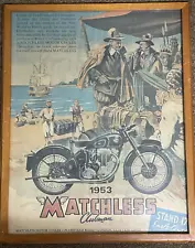 20x25 Framed 1953 Matchless Clubman Motorcycle Newspaper Advertising