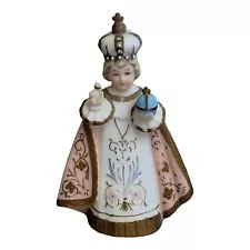 Vintage Infant Jesus of Prague Hand Painted Religious Statue Figurine 8"