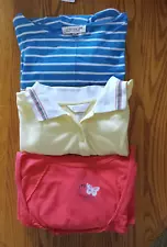 Lot of three 3X women's tops - blue stripes, coral, and yellow