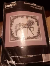 Vintage 1991 JANLYNN - SUMMER CAROUSEL HORSE - Counted Cross Stitch Kit