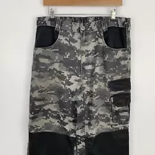 Workwear Cargo Trousers Mens 36 W34 L28 Grey Digital Camo Workwear Stained Worn