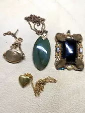 Vintage Estate Sale Jewelry Lot Necklaces and Bracelet Lockets