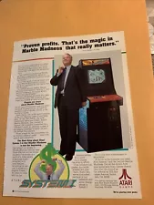 original 11- 8” System 1 Marble Madness arcade video game AD FLYER