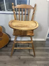 Vintage Wooden Baby High Chair