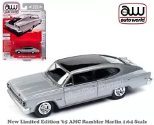 Auto World 1965 New Casting AMC Rambler Marlin SILVER 1:64 Diecast Car AWSP157