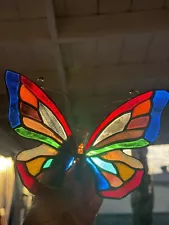 Butterfly Sun Catcher Stained Glass 7”x5.5” Multicolored (Tiffany Style)