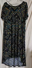 LuLaroe XL Carly Dress Aztec Blues Yellow 18-20 Hi-Low