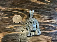 Very Nice 925 sterling silver Jesus head pendant Heavy Duty