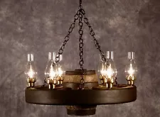 Replica Wagon Wheel Light, New Condition, 30 inch Rustic Wagon Wheel Chandelier