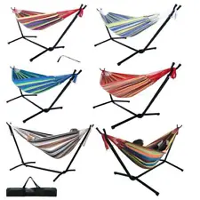 2 Person with Carrying Black Case Portable Hammock with Stand Outdoor Patio