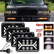 4PCS 4x6" Black LED Headlights Hi-Lo Beam H4 For Chevrolet Monte Carlo 1980-1988 (For: 1980 Chevrolet Monte Carlo)