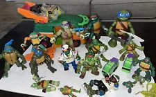 Estate Sale Lot of 22 TMNT Figures Party Van Ornaments Mutant Turtles Playmates