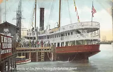 Postcard CA: Boarding Ferry Cabrillo in San Pedro for Catalina Island c1908