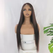 Black Straight 100% Brazilian Hair Wigs 30" Glueless Lace Front Wigs Sample