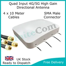 Quad Input MiMo 4x4 High Gain 4G/5G Directional Antenna 10 Meter Cables Aerial