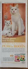 1960 Puss n boots cat food Melody in white cat kittens vintage ad