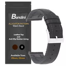 20mm Leather / Rubber Alligator Pat. Watch Band for Nixon Time Tracker