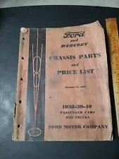 Vintage 1938 Ford Mercury Chassis Parts & Price List Booklet Ford Mtr Co.