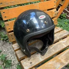 Vintage Bell RT Motorcycle Helmet As Is Worn CRACKED For Display Black