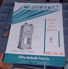 CLIFTON New Jersey HYDRAULIC PRESS COMPANY SALES CATALOG BOOK NO 14 Pumps Valves