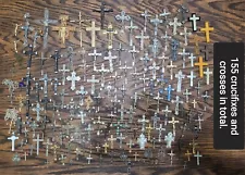 Vintage Religious Small Crucifixes Crosses Catholic Pendant Medals 155 Total #F