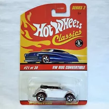 Hot Wheels Classics #21 VW Bug Convertible Silver With White For Sale