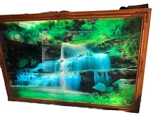 Vintage Motion Moving Waterfall Picture Light and Birdsong Sound 38”