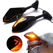 Rearview Mirrors With Turn Signals LED For Kawasaki Ninja ZX6R ZX636 ZX9R Clear (For: Kawasaki Ninja ZX9R)