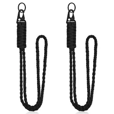 2 Pack Heavy Duty Paracord Lanyard Keychain Necklace Whistles Braided Strap