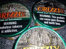 3 EMPTY GRIZZLY Hunting CANS 2020-22 for Crafts SMOKELESS, NO TOBACCO Tin Mudjug