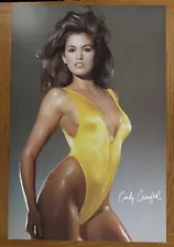 Cindy Crawford Sexy Yellow Swimsuit Supermodel Poster 32x21” VTG 1990 READ