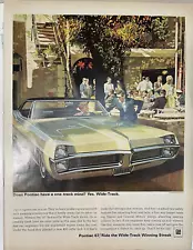 1967 Pontiac Bonneville Print Ad Wide Track V8 Yellow General Motors GM Color