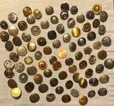 Mixed Lot 82 Shank Metal Buttons 11/16" 17mm - 13/16" 20mm Some Repeats # 9208