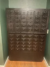 Vintage Large 60 Drawer Library Card Catalog