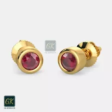 18 kt Yellow Gold Ruby Cut Stone Drina Stud Earings 1.026 Gram For Her