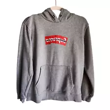 Supreme Comme Des Garcons Hoodie Large Box Logo Sweatshirt Gray Grey