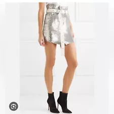 Zoey W. Silver Sequin Mini Skirt With Belt High Waist