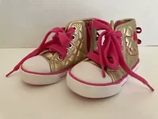 Hello Kitty Hi Top Sneakers Elena Metallic Gold Quilted Toddler Size 5