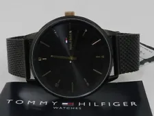 TOMMY HILFIGER Men's Black Stainless Steel Mesh Bracelet Watch 43mm NO BOX