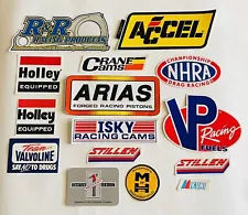 VINTAGE RACING DECALS STICKERS LOT (15) VP FUEL HOLLEY CRANE ACCEL ISKY NHRA NOS