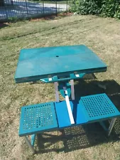 Vtg Portable,foldable Picnic Table With Chairs.GUC!