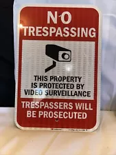 3 Large Video Surveillance Signs 18x12 In No Trespassing Sign Private Property