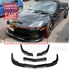 For Corvette C6 Z06 GS ZR1 2006-2013 3Pcs Carbon Fiber Front Bumper Splitter Lip