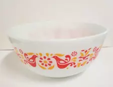 Vintage Pyrex Friendship Mixing Bowl 403 2.5 Quart Orange Red Birds