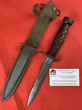 Original WW2 US M1 Carbine Bayonet “ACC” Aerial Rare Cross Hatch Pattern Handle