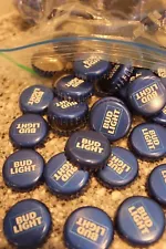 100 BUDWEISER BUD LIGHT BRIGHT ROYAL BLUE BEER BOTTLE CAPS NO DENTS C STORE