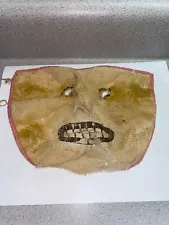 Antique Halloween Gauze Mesh Mask Creepy! Painted