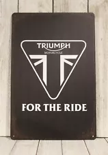 Triumph Motorcycles Tin Metal Sign Sales Parts & Service Vintage Rustic Style XZ