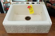 Large Porcelain Built-In Sink with Ornate Front Apron GA9430