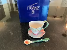 Franz Winter Moth Orchid Cup and Saucer Set with Spoon